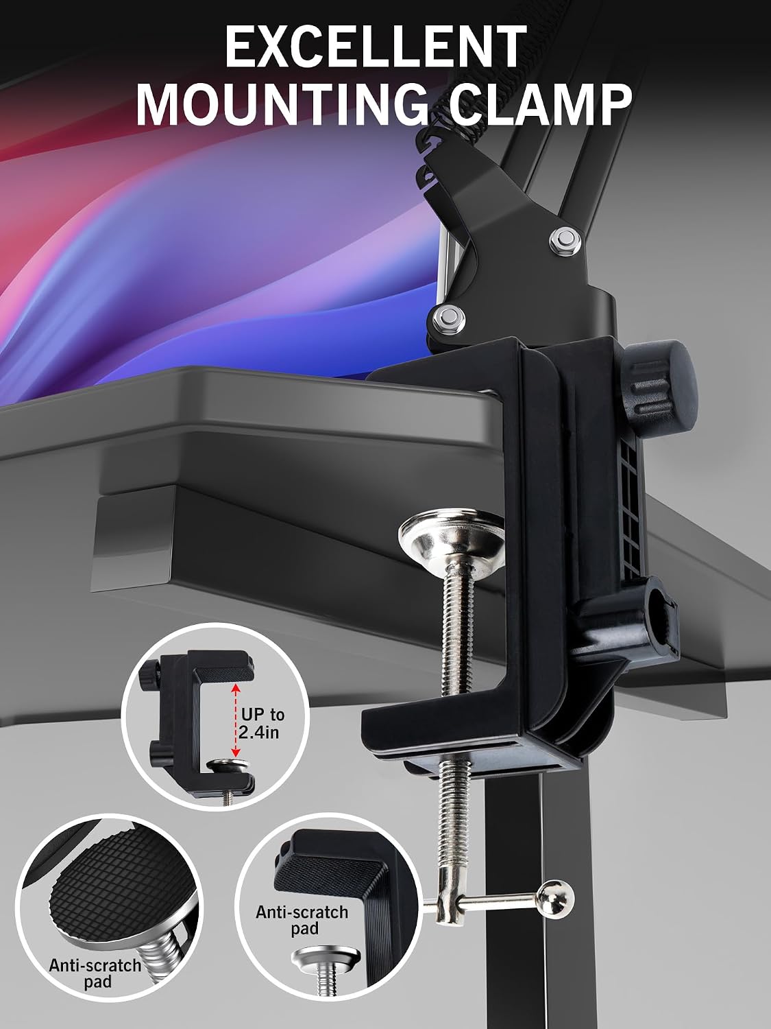 Detalle de SUNMON Mic Arm Boom Arm for HyperX QuadCast 2 with Cable Ties