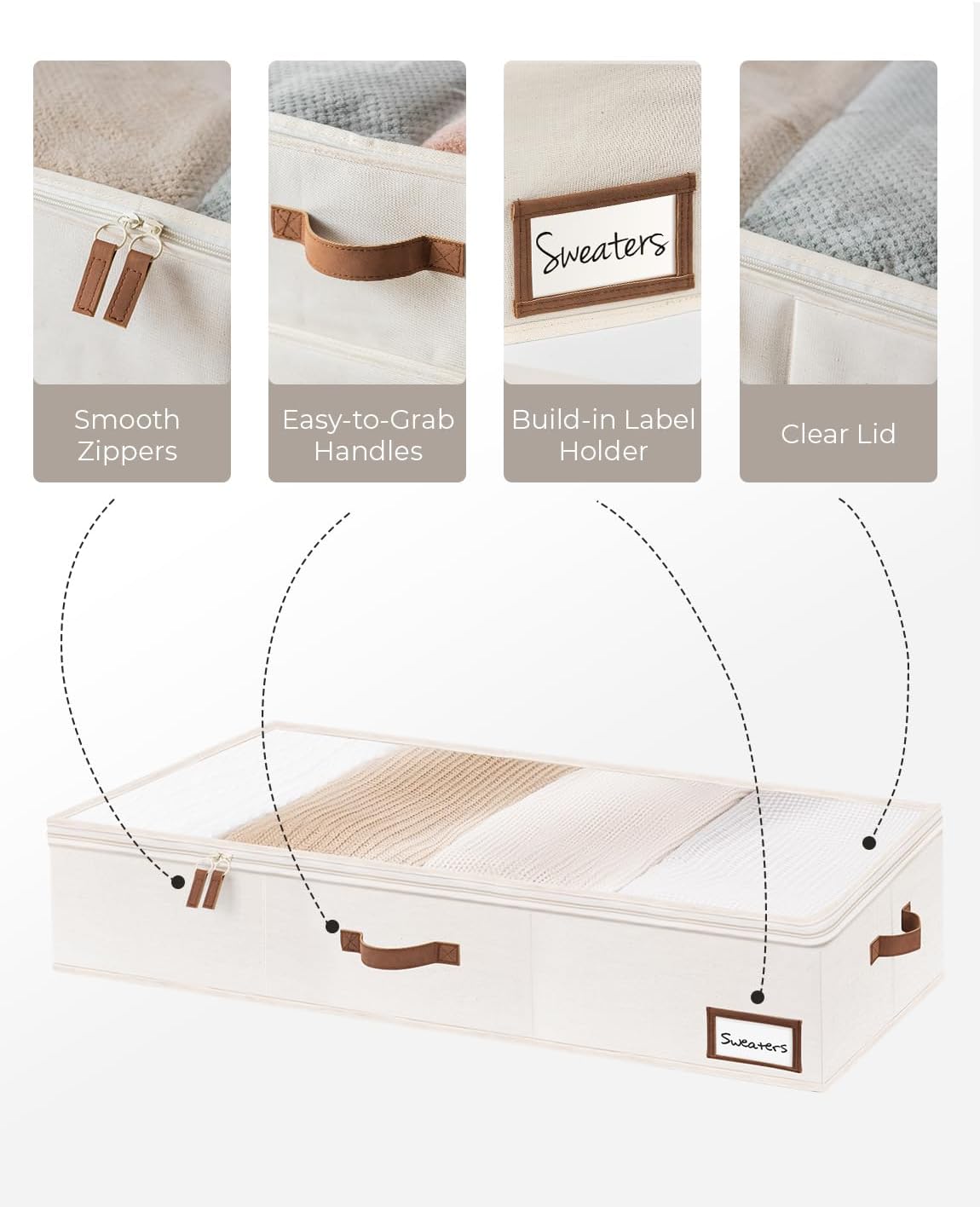 Thumbnail 3 de StorageWorks Underbed Storage Boxes with Lids (Large, Ivory White) — 2-Pack