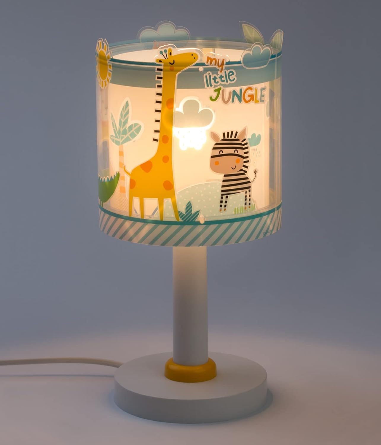 Detalle de Dalber Kinder-Tischlampe Little Jungle mit Tieren – 40 W, bunt (E14)