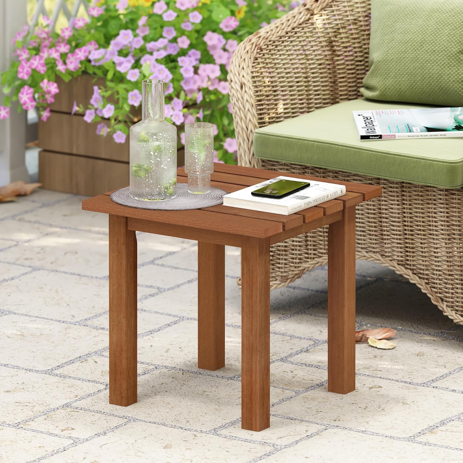 Thumbnail 1 de Furinno TIOMAN Tavolo Da Patio: tavolino in Meranti rosso con finitura teak oil