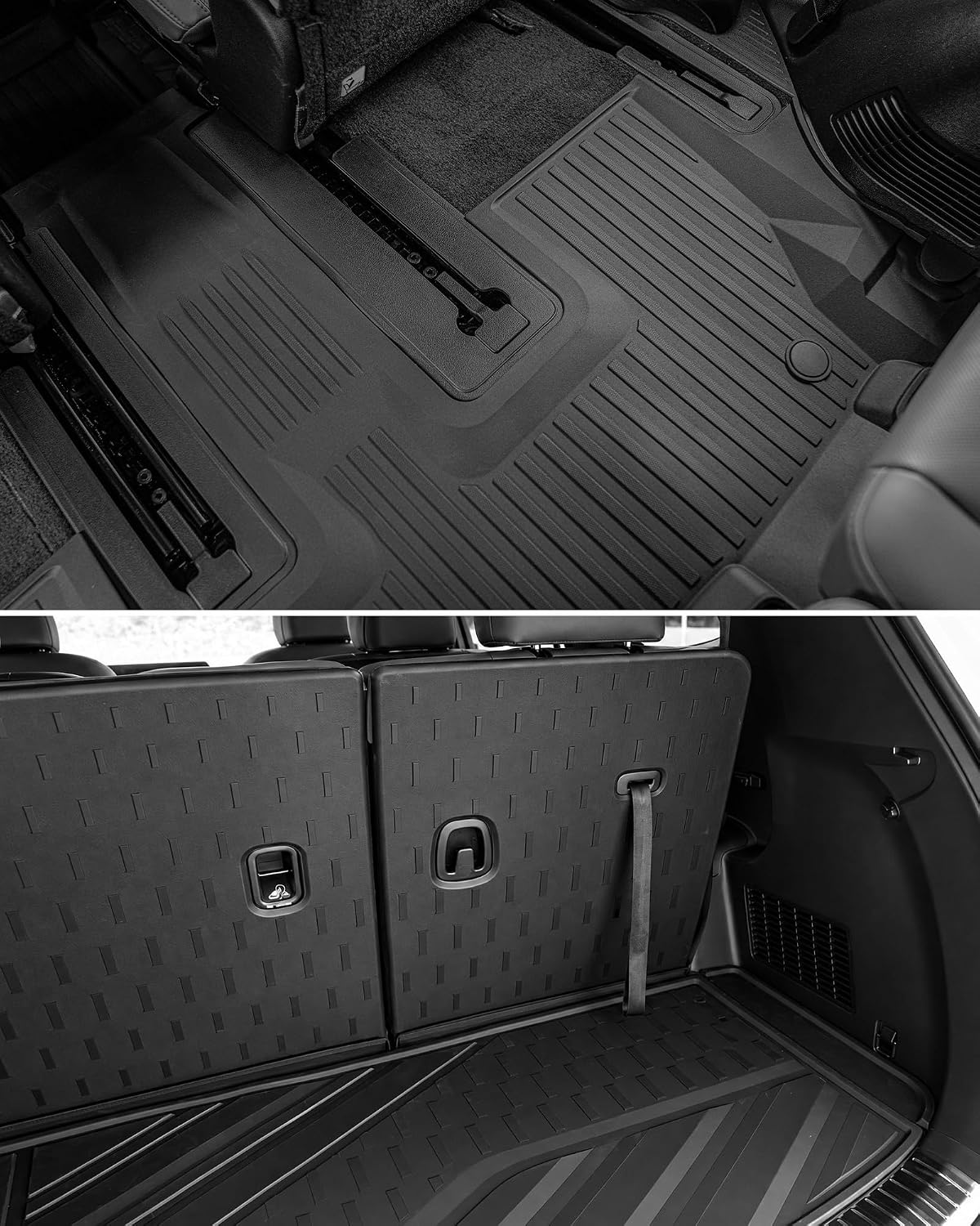 Thumbnail 3 de 3W Floor Mats & Cargo Liner with Backrest Mats for 2020-2025 Kia Telluride (7 & 8 Seats) – Custom Fit, All-Weather TPE