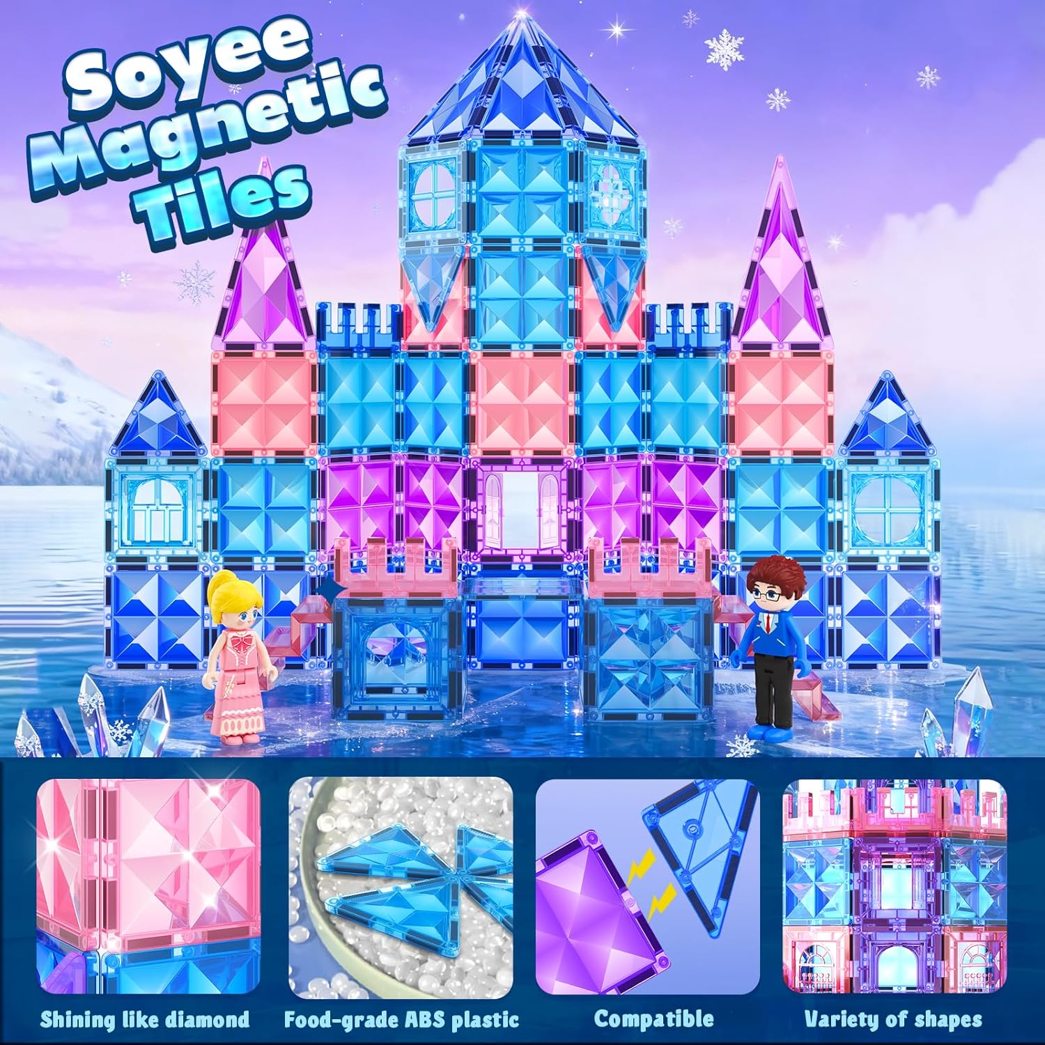 Detalle de Soyee Magnetic Tiles 102pcs magnetic building set 🧩