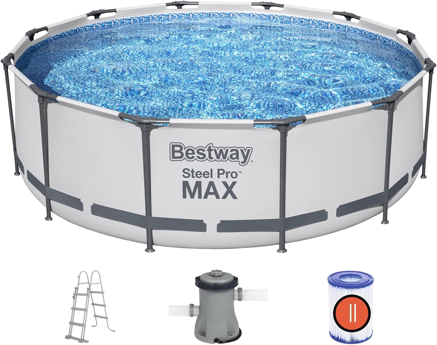 Detalle de BESTWAY 56418D Piscina tubular Steel Pro Max 366×100 cm con depuradora 2.006 L/h 🏊♀