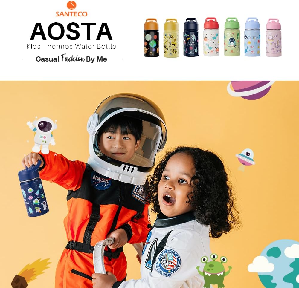 Thumbnail 5 de SANTECO Kinder-Trinkflasche aus Edelstahl 500 ml mit Strohhalm – BPA-frei, auslaufsicher & isolierend