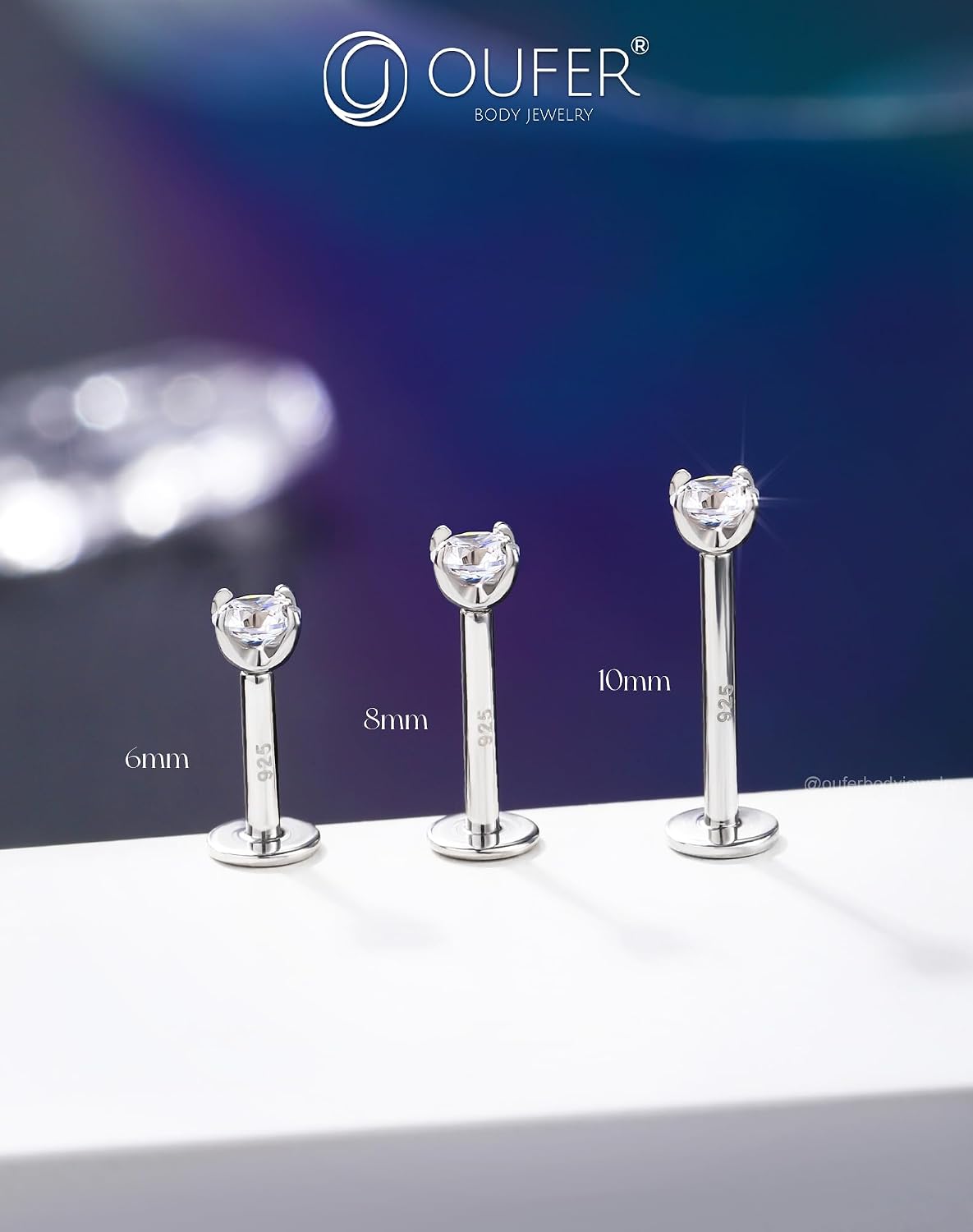 Thumbnail 5 de OUFER 16G Helix Argent 925 Zircon 3 mm