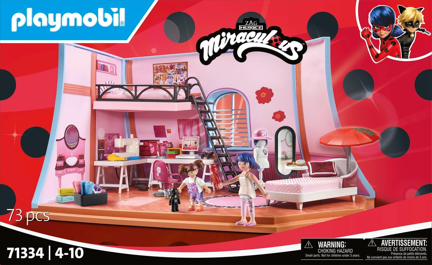 Detalle de PLAYMOBIL Miraculous 71334 Miraculous: Marinettes Loft – detailreiches Loft-Set für Kinder ab 4 Jahren