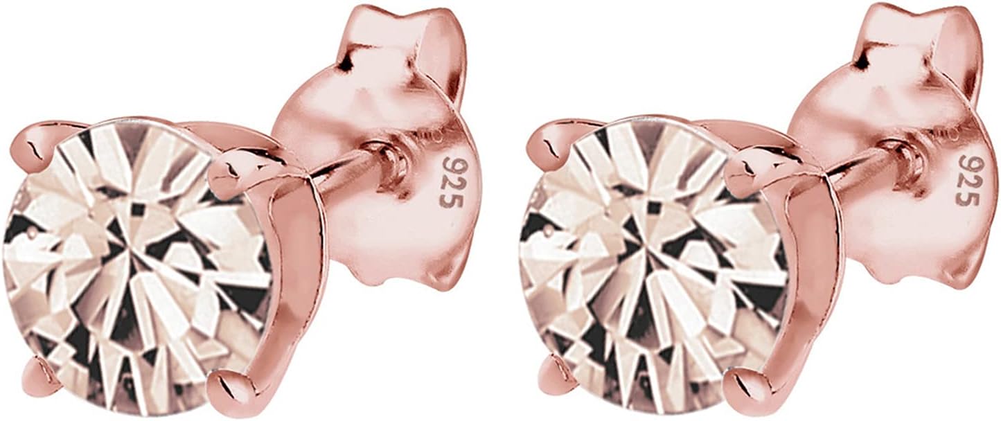 Detalle de Elli Ohrringe Damen Ohrstecker Basic mit Kristallen aus 925 Sterling Silber, rosévergoldet