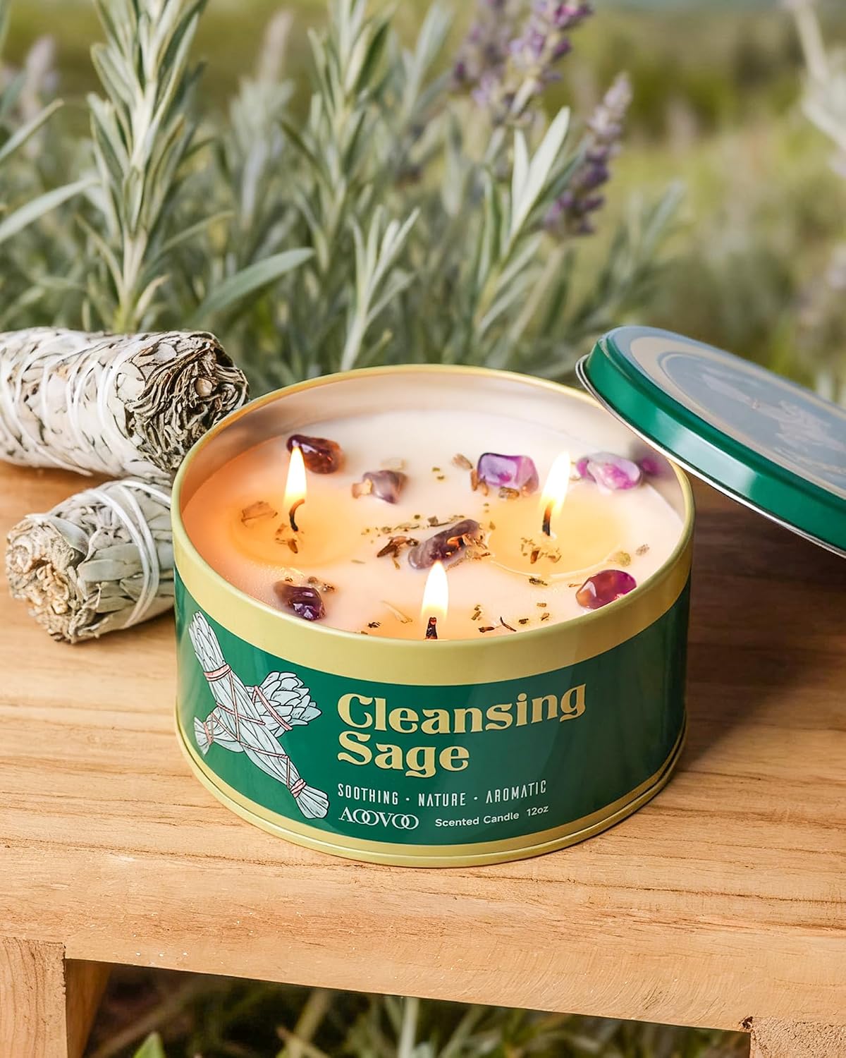 Detalle 2 de AOOVOO Sage Candle, 12oz ⚰