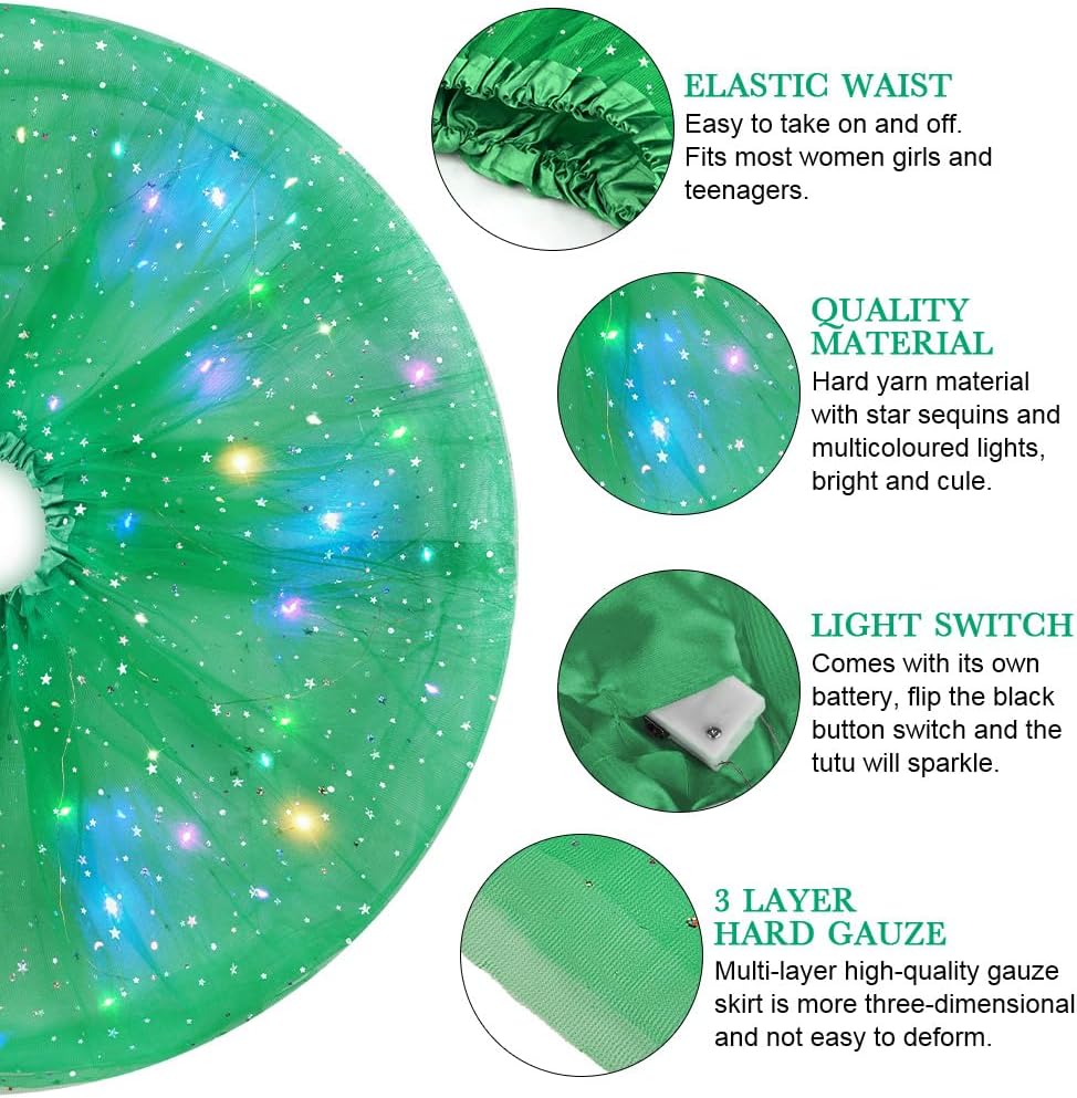 Detalle de URAQT Gonna Tulle LED per Bambina con 3 modalità di illuminazione e cintura elastica