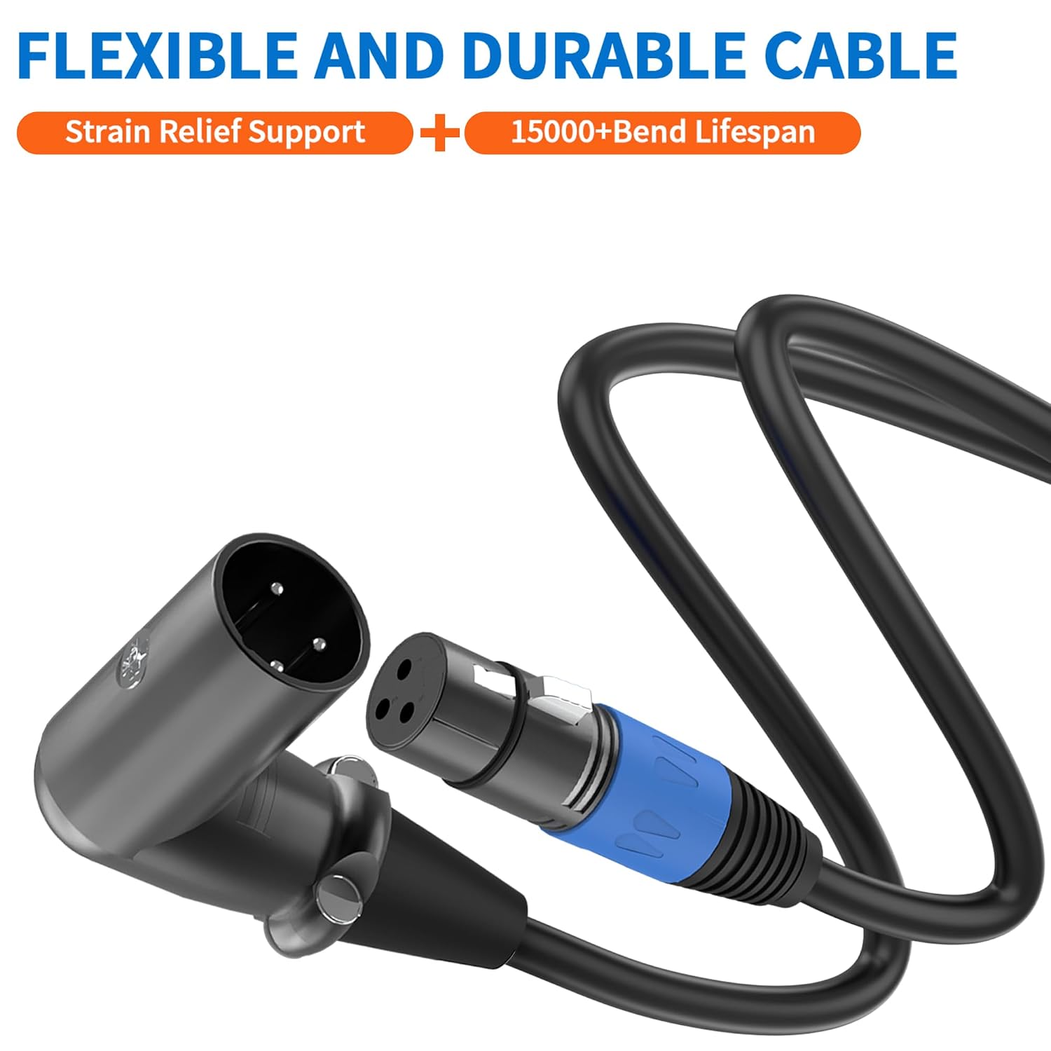 Detalle 2 de LanSenSu RM Right-Angle XLR Cable, 10-Foot 3-Pin Balanced Cord, 2-Pack