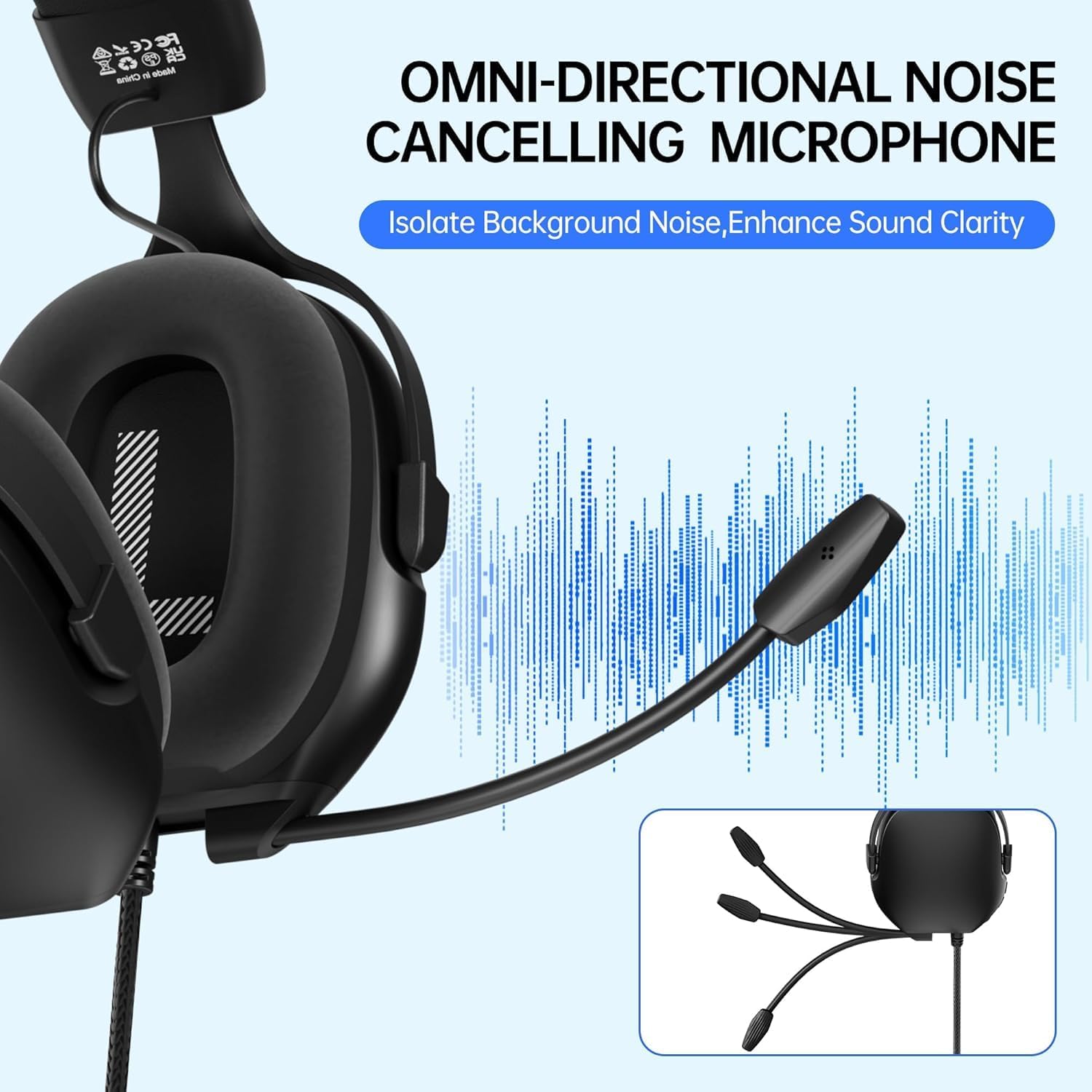 Thumbnail 3 de CASLSI K80 Gaming Headsets with Mic (7.1 Surround, Noise-Cancelling Mic, 3.5mm)