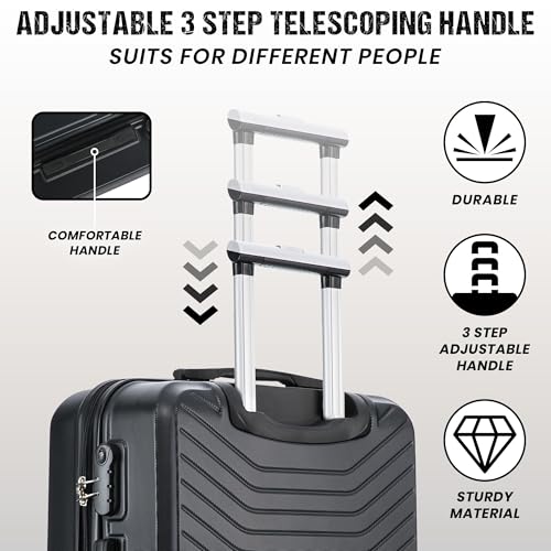 Detalle de FLYMAX 24 Inch Medium Suitcase: 69 Litre ABS 4-Wheel Hard Shell with 3-Digit Lock and Telescopic Handle
