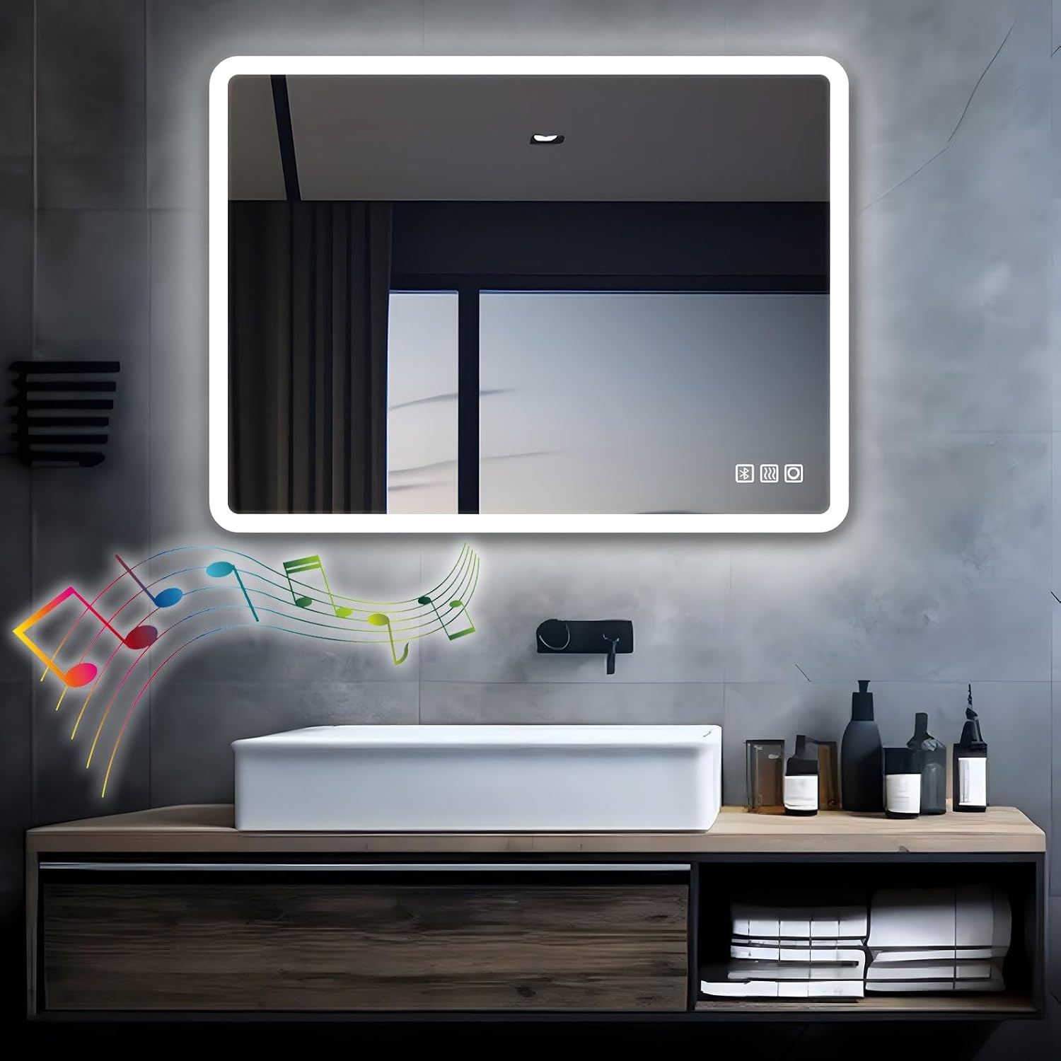 Detalle de MIQU Specchio da bagno a LED 80x60 cm