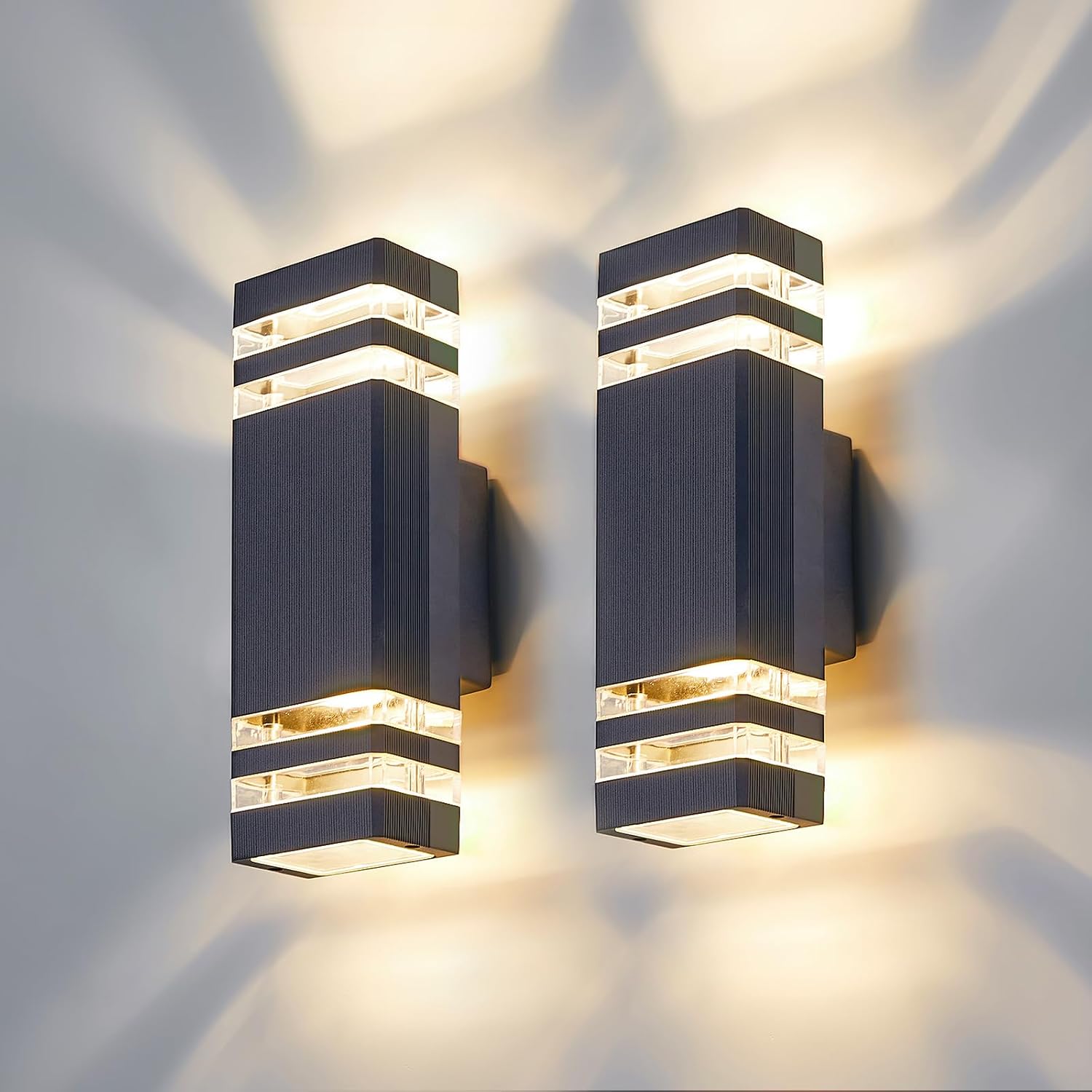 Detalle de CELAVY 2-Pack Outdoor Wall Lights: Up/Down IP65 GU10 Anthracite