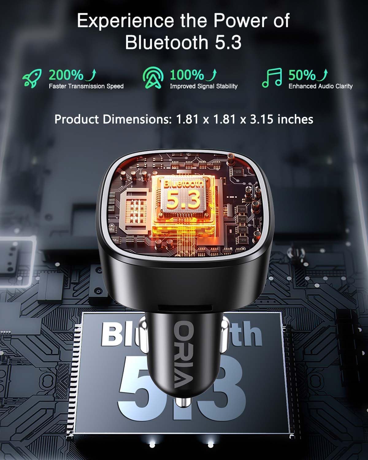 Thumbnail 1 de ORIA Car Bluetooth Adapter 5.3 FM transmitter