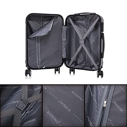Detalle 2 de RAYKONG maleta de cabina ABS 55 x 40 x 20 cm, 40 L, plateada