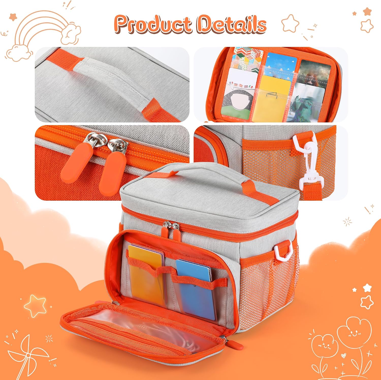 Detalle de TATAVR Travel Carrying Case for Yoto Player 3rd Gen – Card Holder for 30 Cards with Shoulder Strap, Grey