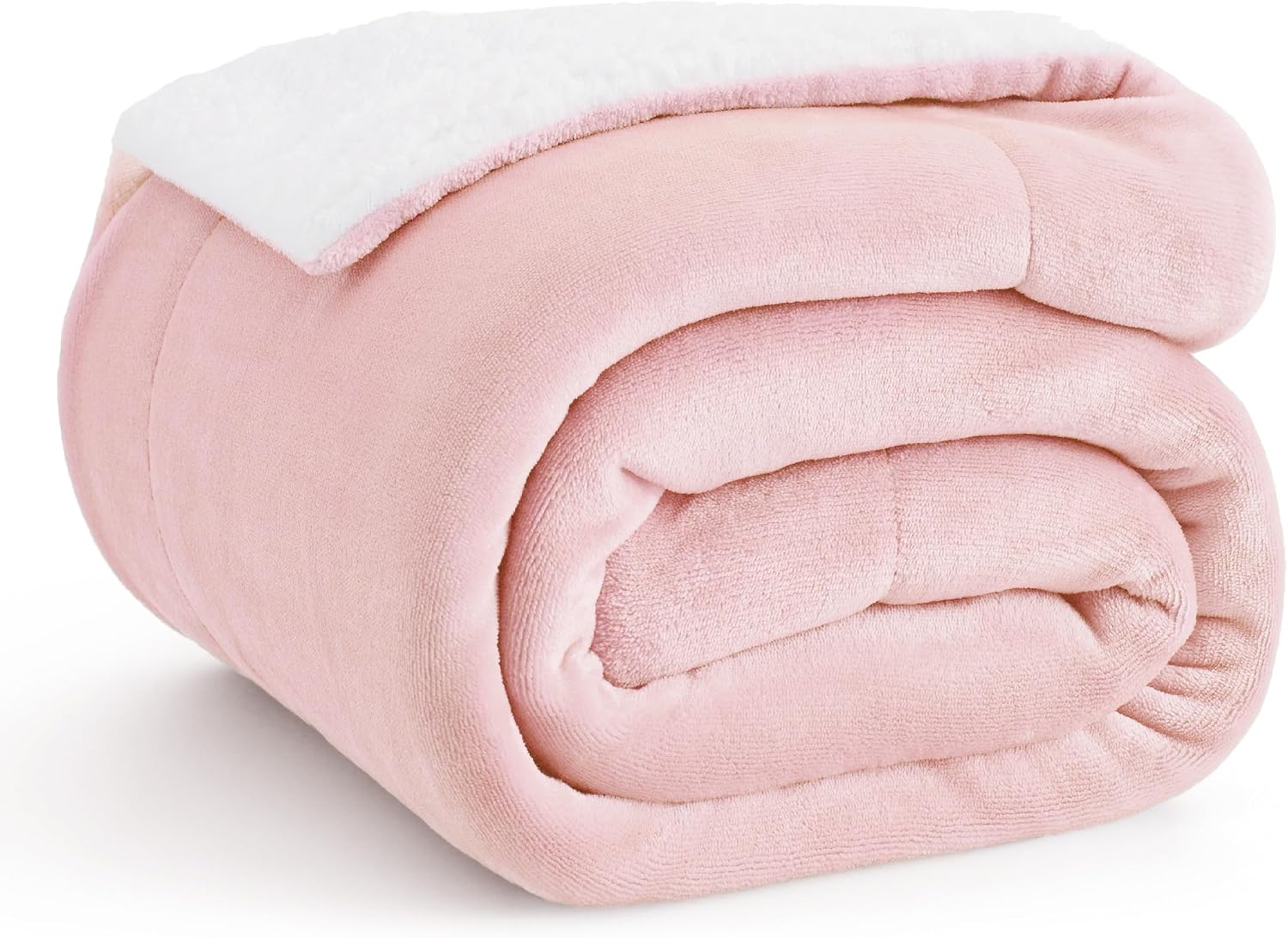 Detalle de Bedsure GentleSoft Sherpa Fleece Twin Blanket, Pink, 60 x 80 Inches