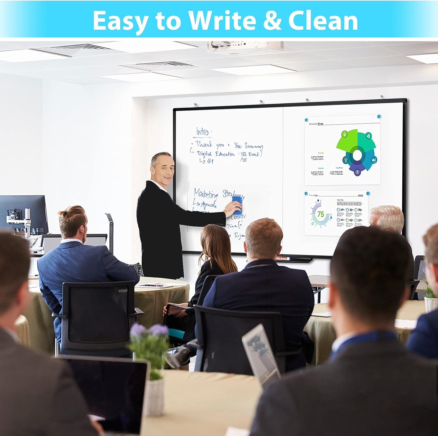 Detalle 2 de maxtek 72 x 40 in Magnetic Dry-Erase Board, Foldable Aluminum Frame