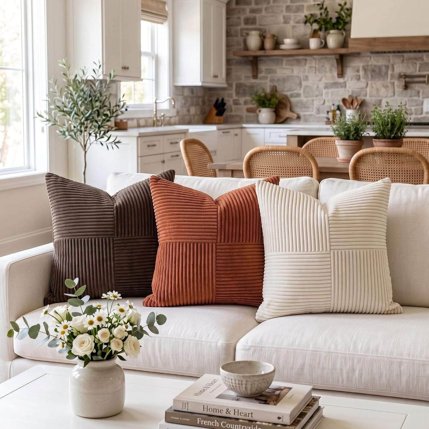 Detalle 2 de Fancy Homi Rust Boho Throw Pillow Cover 18x18