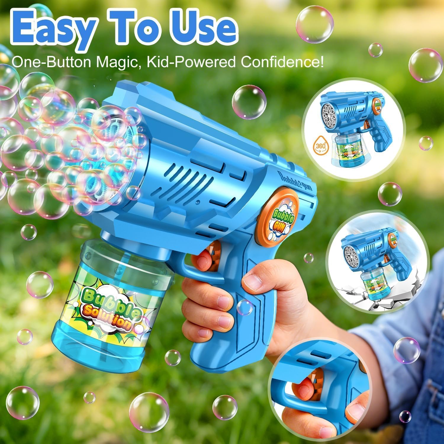 Detalle 2 de Seifenblasenmaschine ROMINVIC für Kinder mit 100 ml