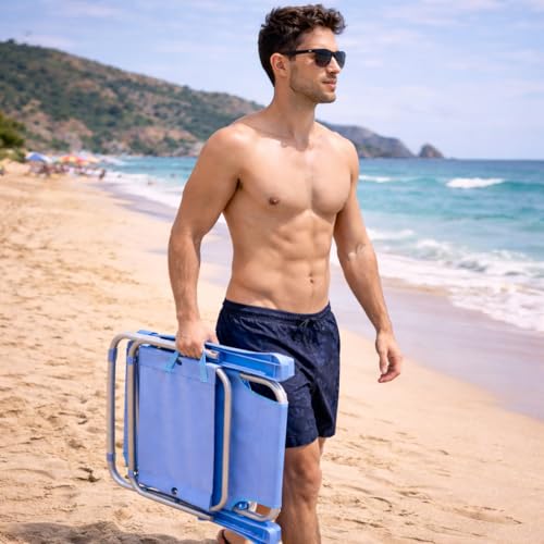 Thumbnail 6 de Pack de 2 sillas de playa reclinables y plegables T-LOVENDO.ES con reposacabezas