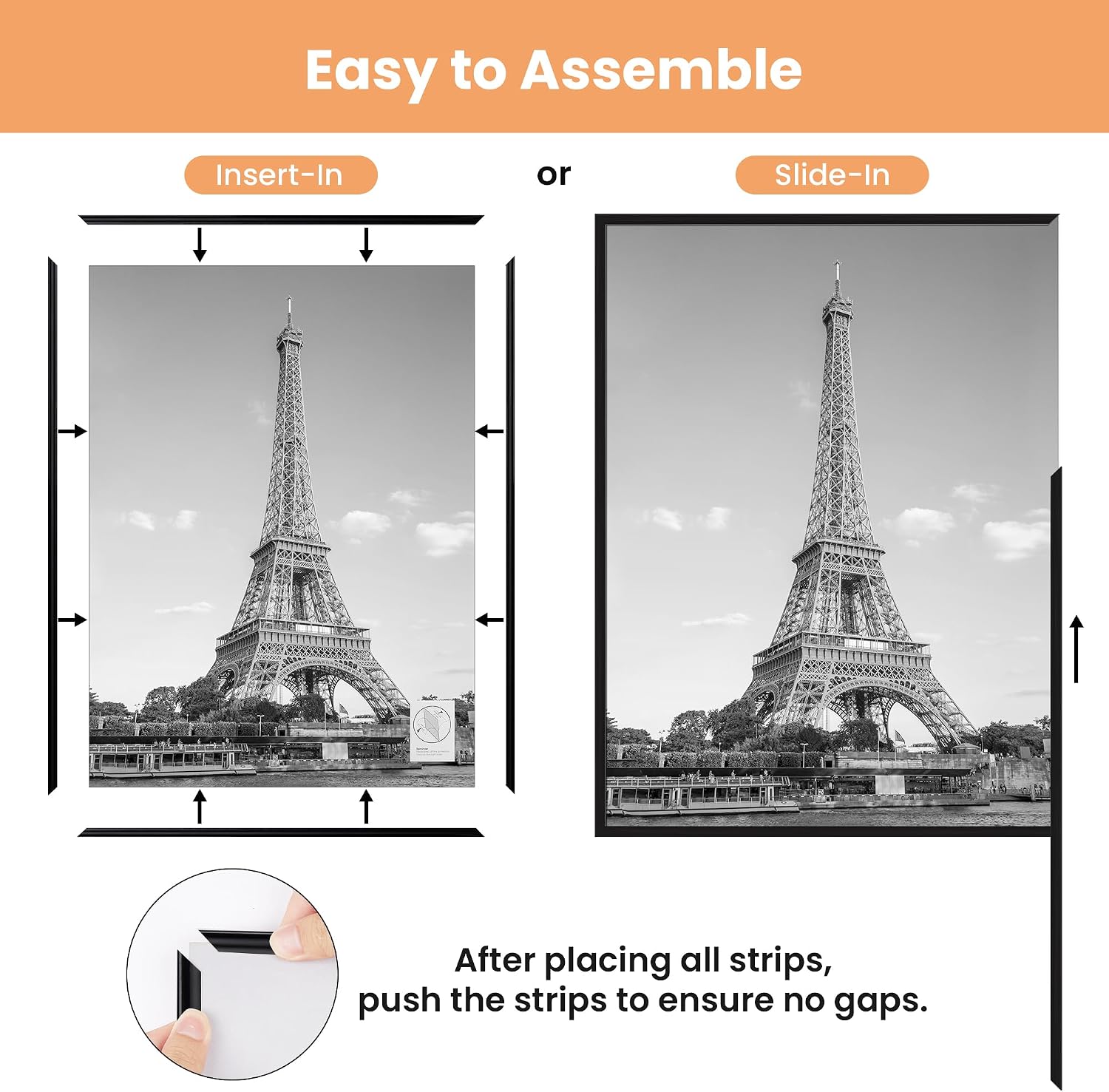 Detalle 2 de upsimples PFUP0440AMUS 24x32 Poster Frames, Black, 3-Pack