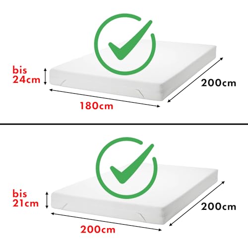Detalle 2 de Jacobson BASIC Spannbettlaken Jersey Baumwolle 180x200–200x200 cm, Weiss