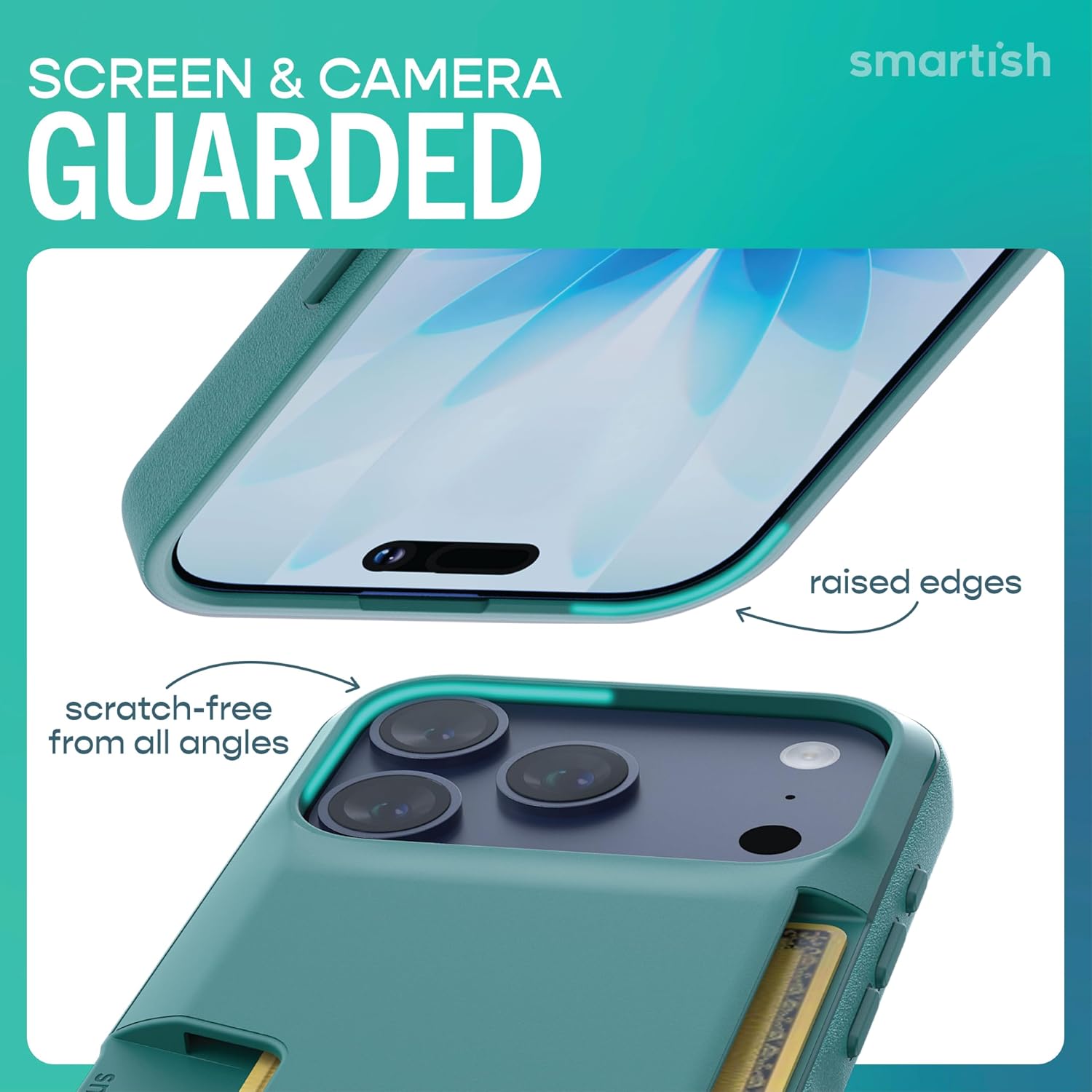 Detalle de Smartish Wallet Slayer Vol. 1 Wallet Case for iPhone 17 Pro (So Jaded) — slim card holder with drop protection