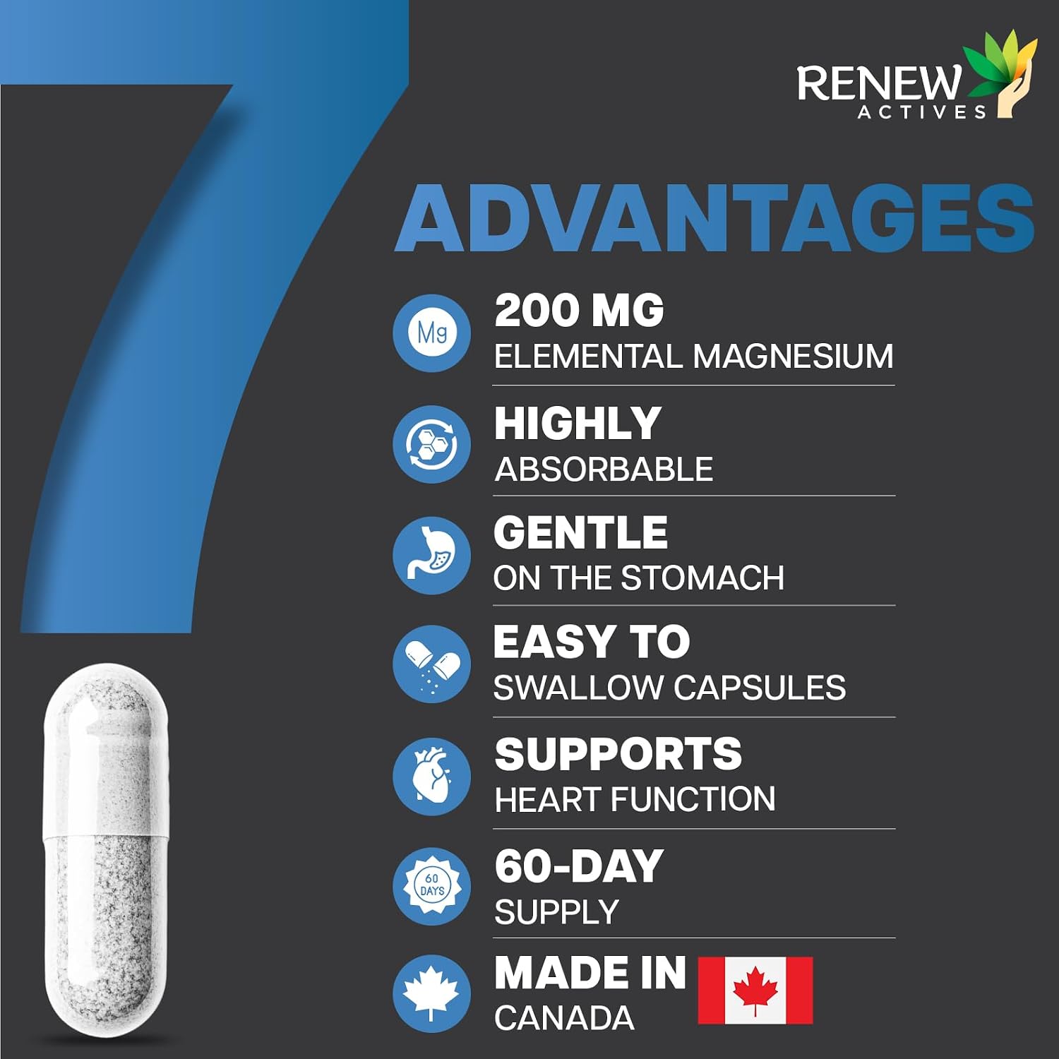 Thumbnail 6 de Renew Actives Magnesium Glycinate, 400 mg per Serving, 240 Capsules