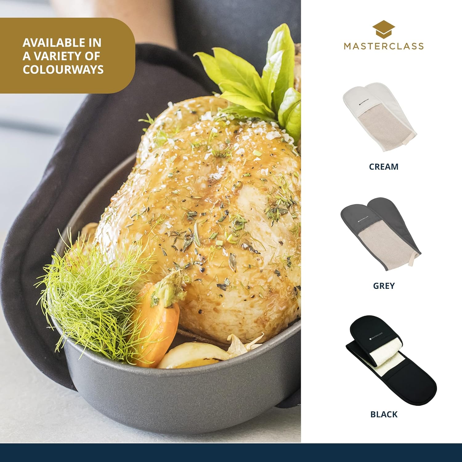 Thumbnail 6 de KitchenCraft MasterClass Deluxe Double-Gant de Cuisine, Coton, Noir