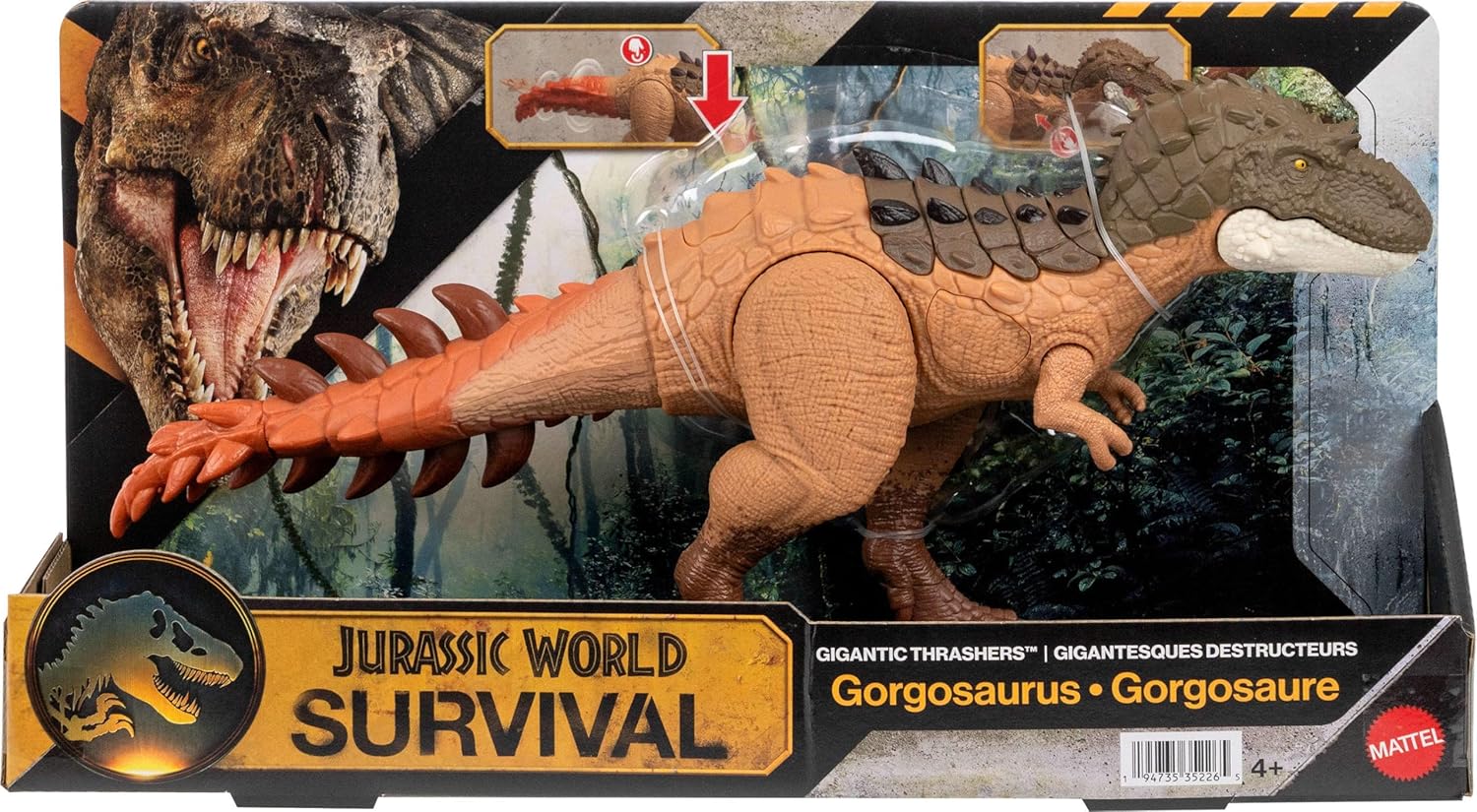 Thumbnail 5 de Mattel Jurassic World Dinosaur Figure Toy – Gigantic Thrashers Large Gorgosaurus with 2 Attack Action & Evolve Feature (JKL86)