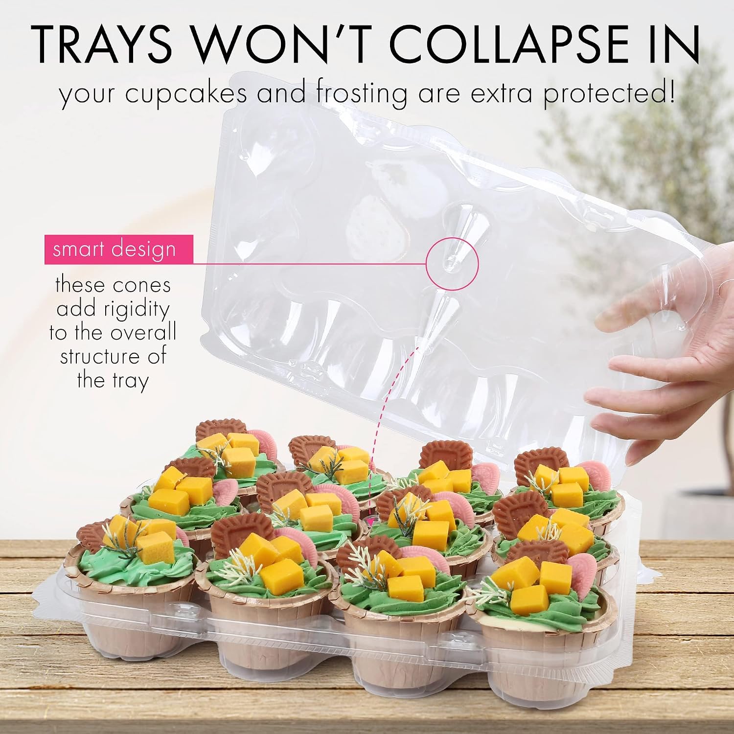 Detalle de LotFancy 12 Count x 12 Sets Cupcake Containers with 144 Liners (Detachable Dome Lids)