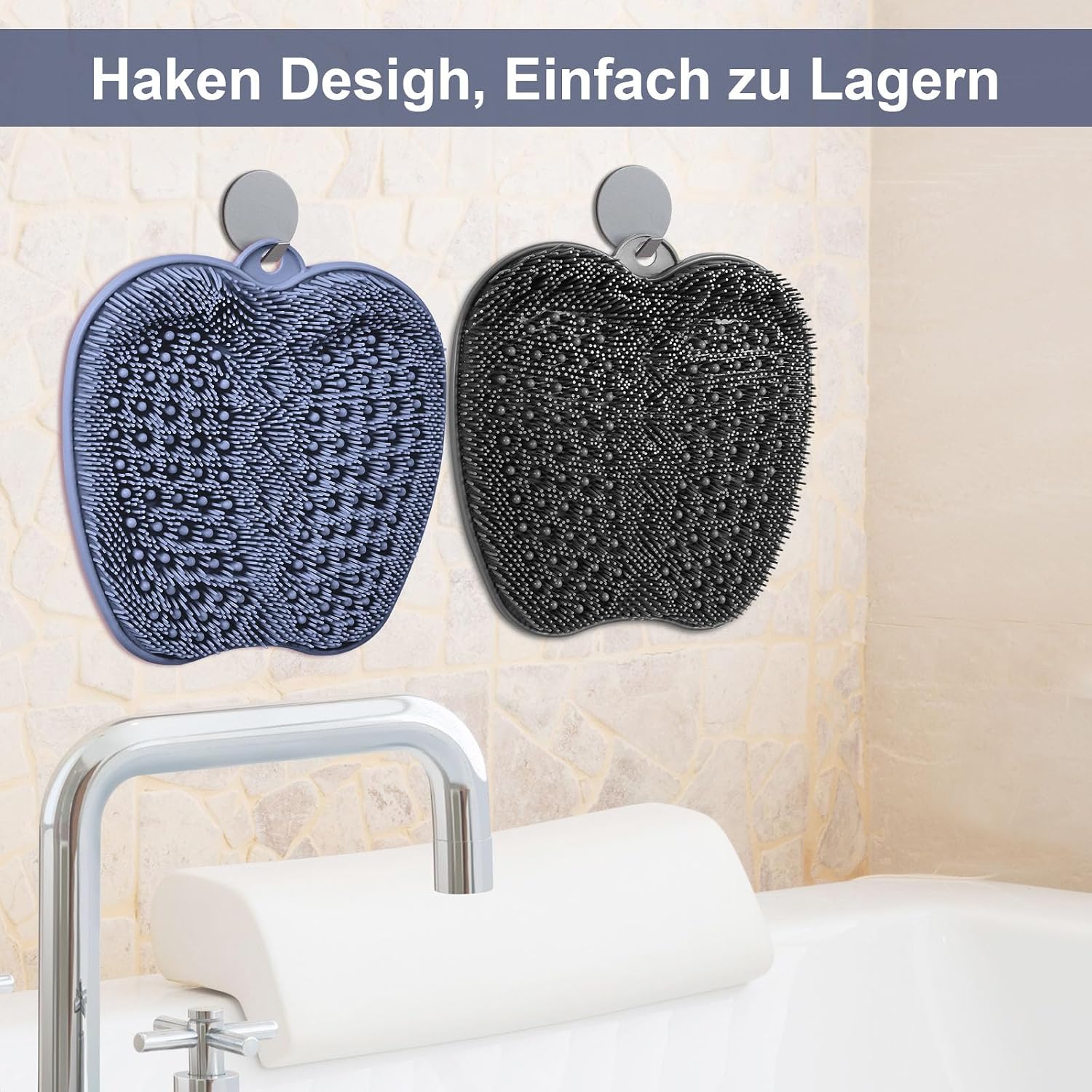 Detalle 2 de BESKAR Duschfuß-Scrubber-Matte mit rutschfesten Saugnäpfen – Fuß-Spa-Matte für Reinigung, Peeling und Entspannung