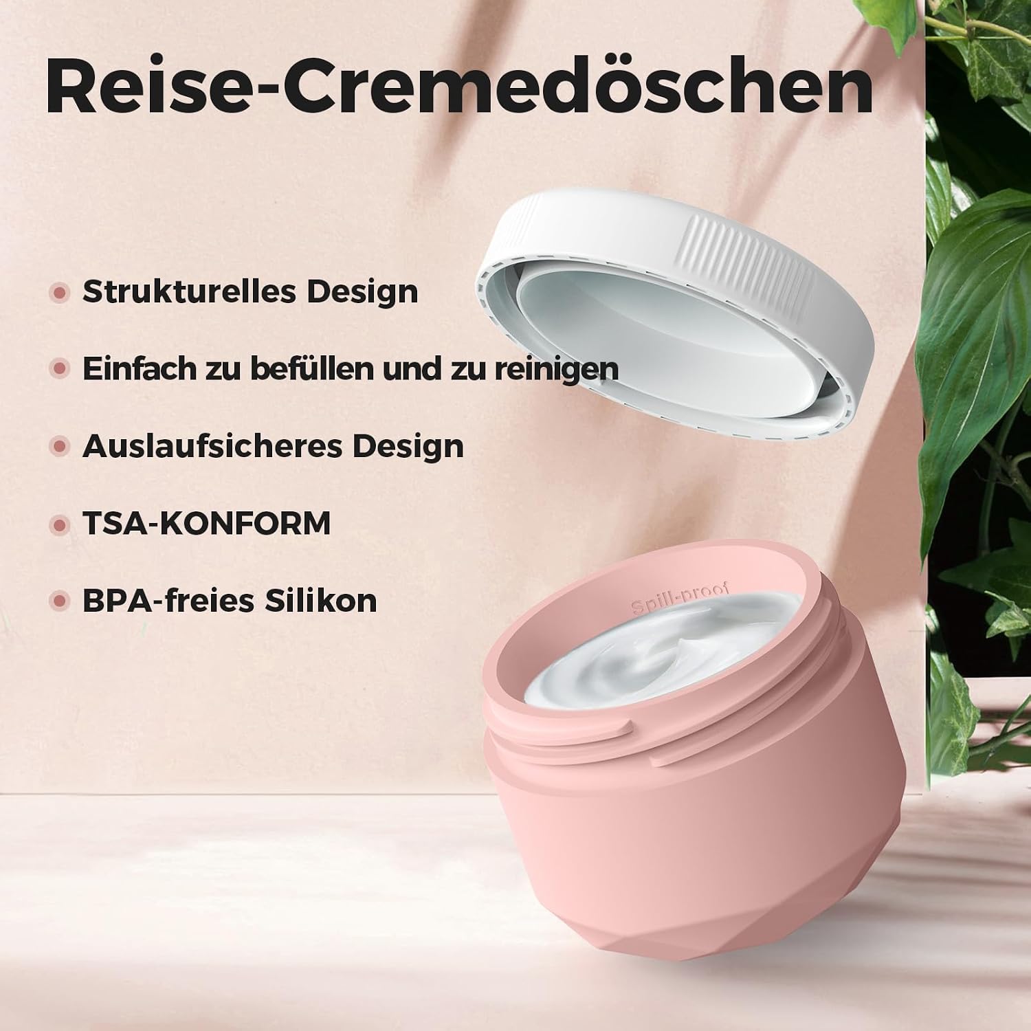 Detalle de WLEAD Cremetiegel zum Befüllen – 4 Stück, 30 ml Silikon Cremedosen mit Klarsichtbeutel