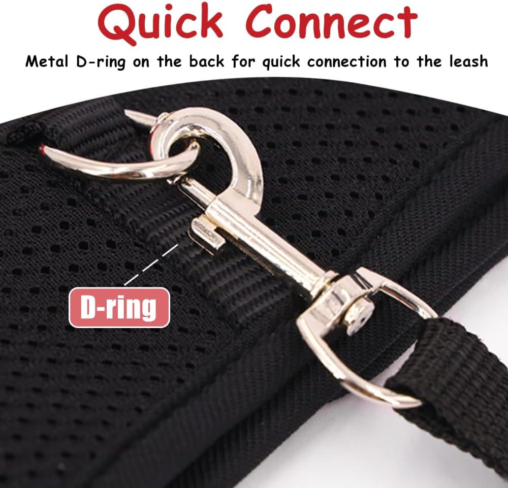Thumbnail 6 de MiOYOOW Small Pet Chest Harness, Adjustable Rabbit & Ferret Harness with Leash Set (S Size, Black)
