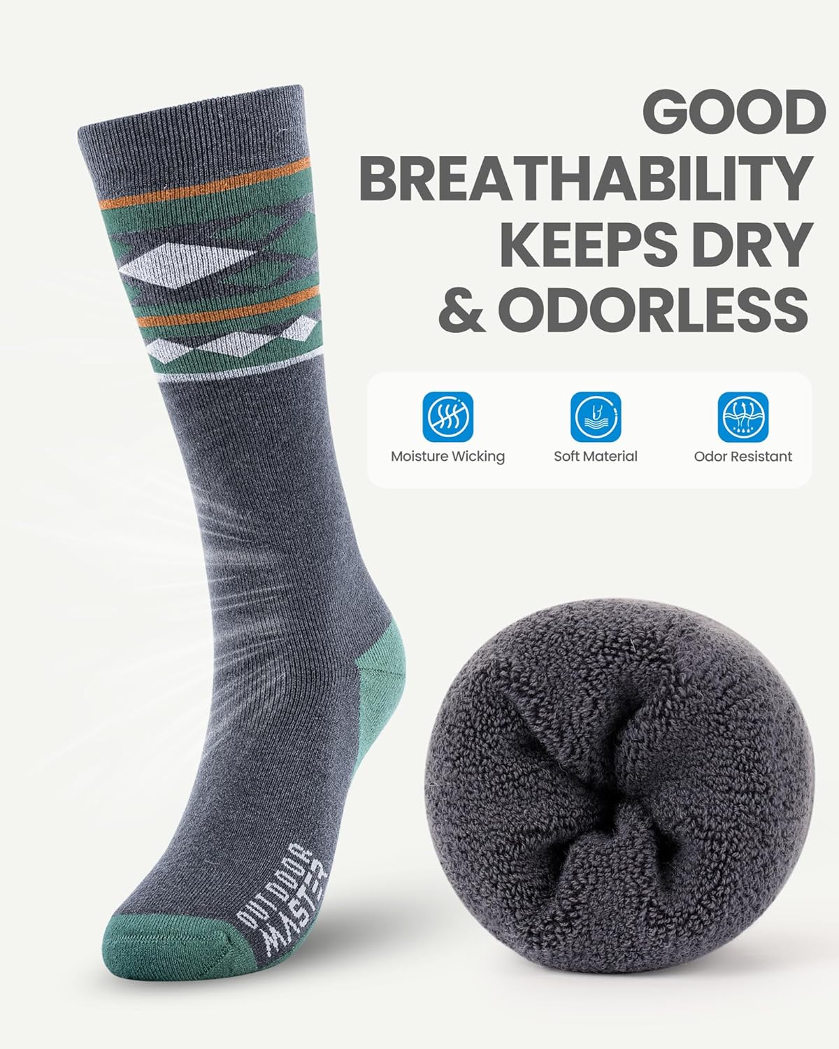 Detalle de OutdoorMaster Calcetines de Esquí Merino 2 pares
