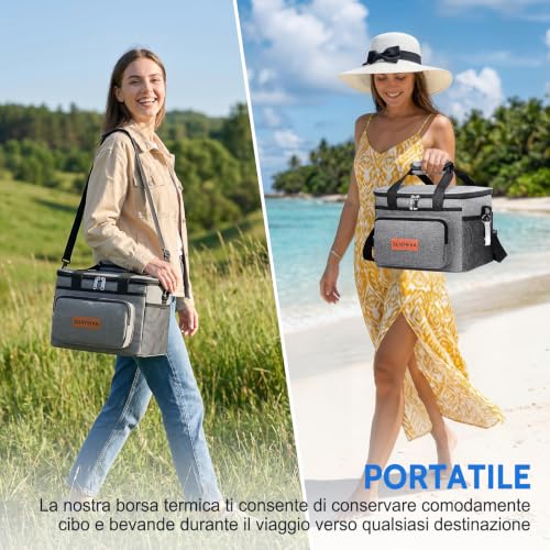 Thumbnail 7 de SUNTRIVA Borsa Termica Porta Pranzo 15L con Tracolla – Impermeabile, Grigio