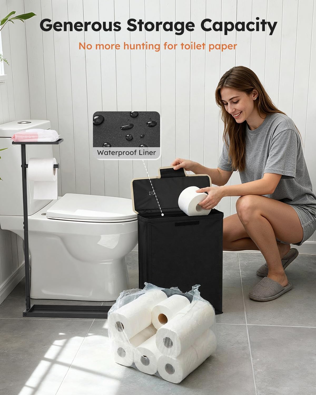 Thumbnail 4 de Freestanding Toilet Roll Holder with Phone Stand