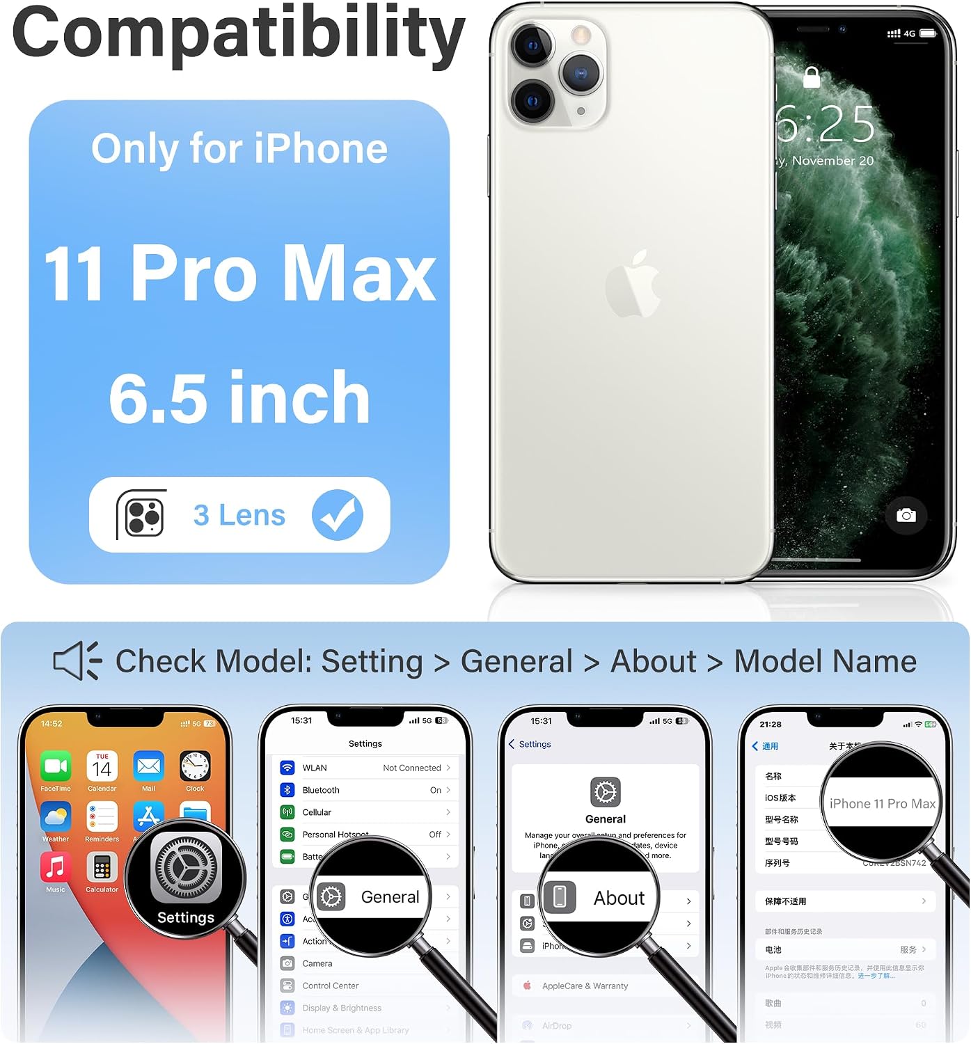Detalle 2 de Vakoo Clear Phone Case for iPhone 11 Pro Max