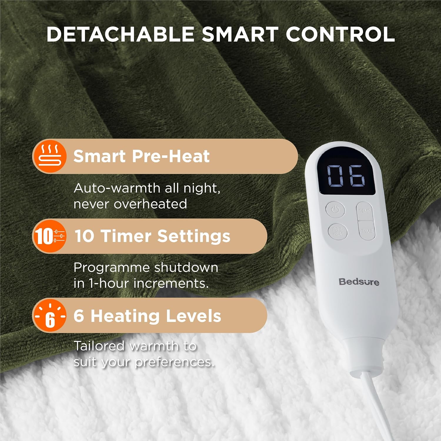 Detalle de Bedsure Electric Blanket 130x160cm heated throw