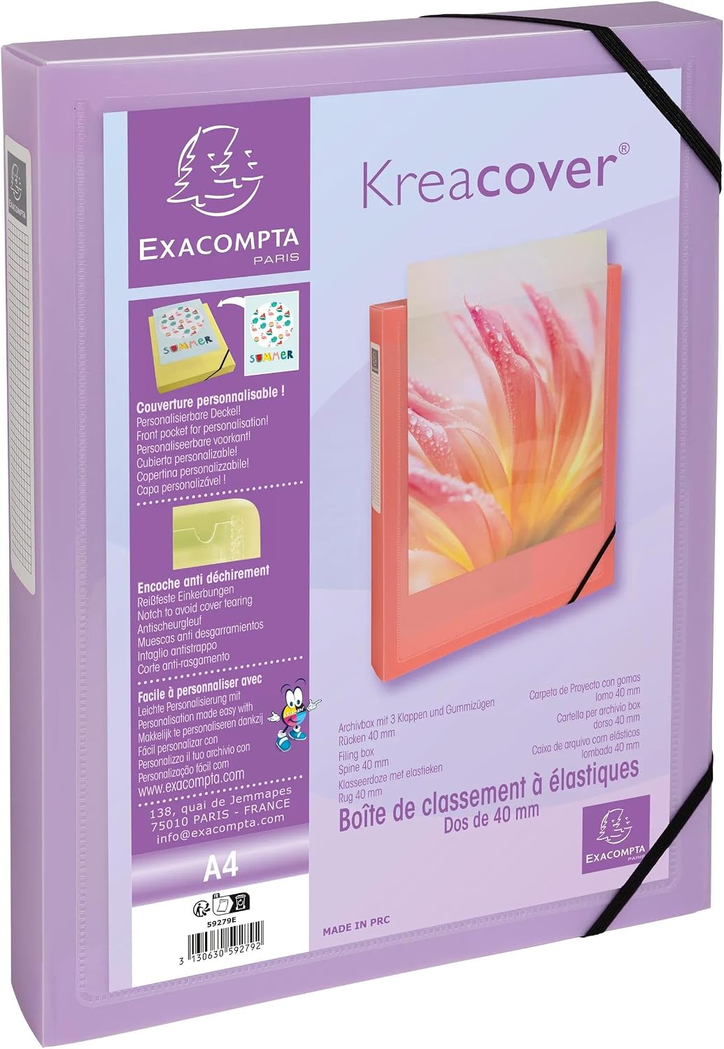 Detalle 2 de Exacompta 59279E – 5 boîtes de classement Kreacover Pastel (A4, 25 x 33 cm)