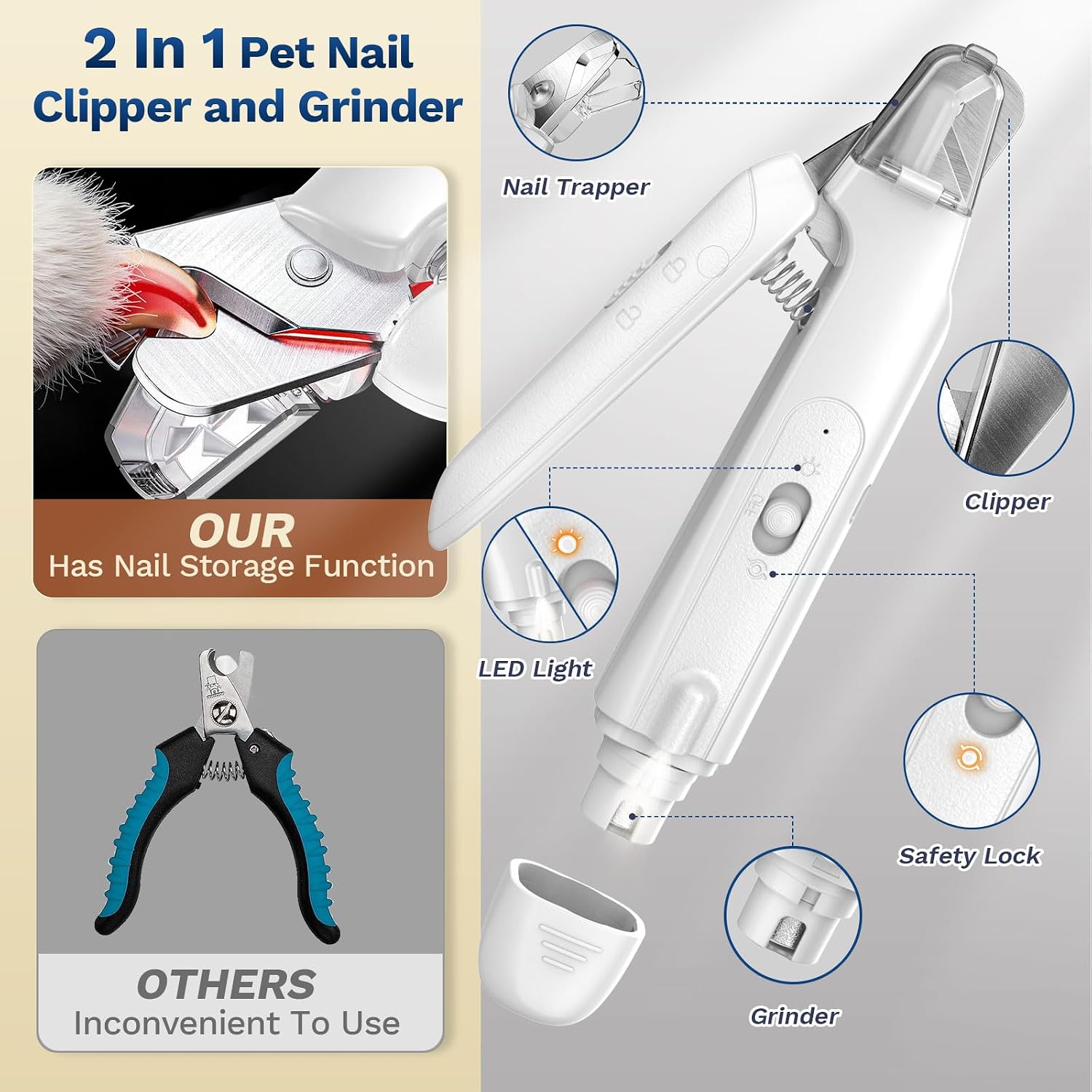 Thumbnail 6 de 2-in-1 Dog Nail Clippers and Grinder with LED Light