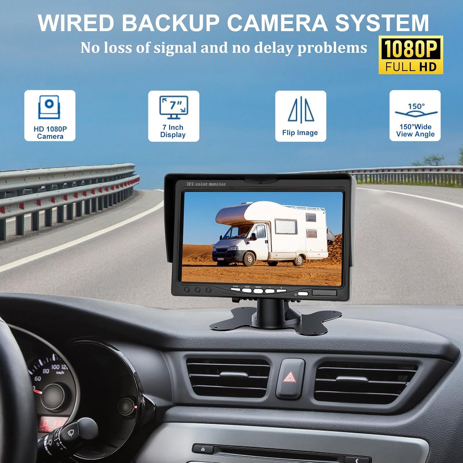 Thumbnail 1 de Kairiyard Set telecamera retromarcia con monitor 7'' HD e visione grandangolare 170° IP69