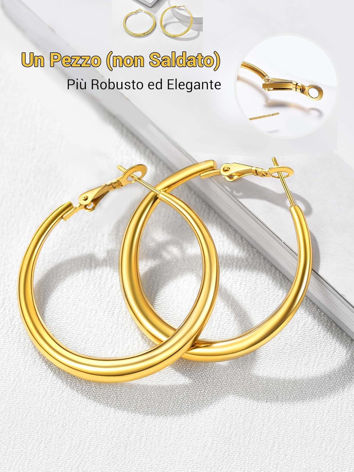 Thumbnail 2 de Orecchini cerchio PROSTEEL in acciaio inox chirurgico 316L, 40/60/80 mm con confezione regalo