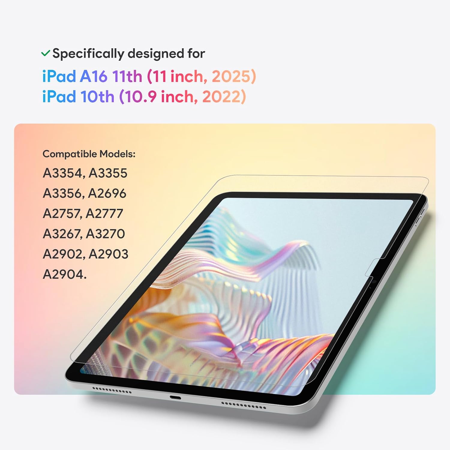 Detalle 2 de KCT 2-Pack Paperfeel Matte Tempered Glass Screen Protectors for iPad (A16 11th Gen 2025 & iPad 10th Gen 10.9-inch, A10th models)