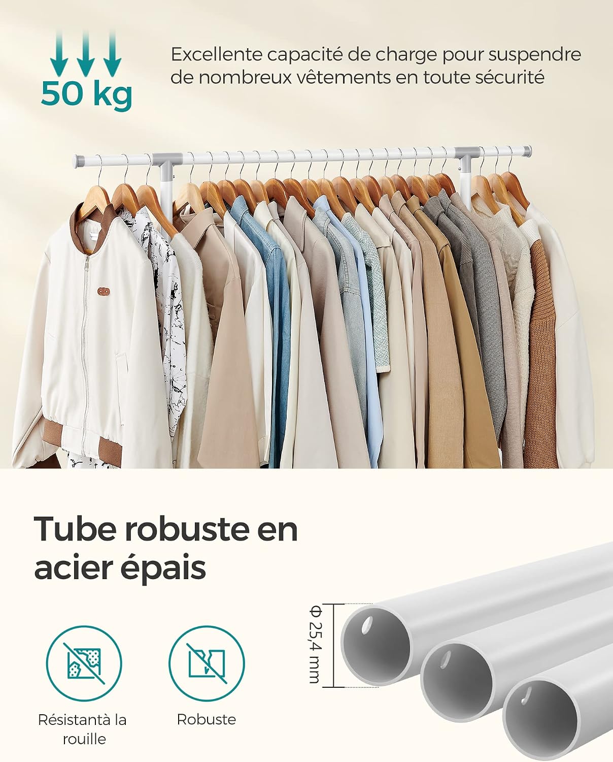Thumbnail 3 de SONGMICS LLR401W01 portant à vêtements 113–180 cm