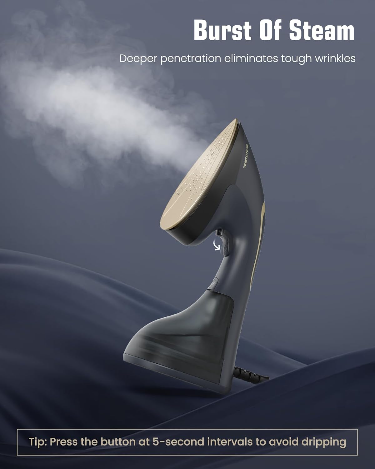 Detalle de BEAUTURAL 2-in-1 Garment Steamer & Iron: 1500W Handheld with Burst Steam