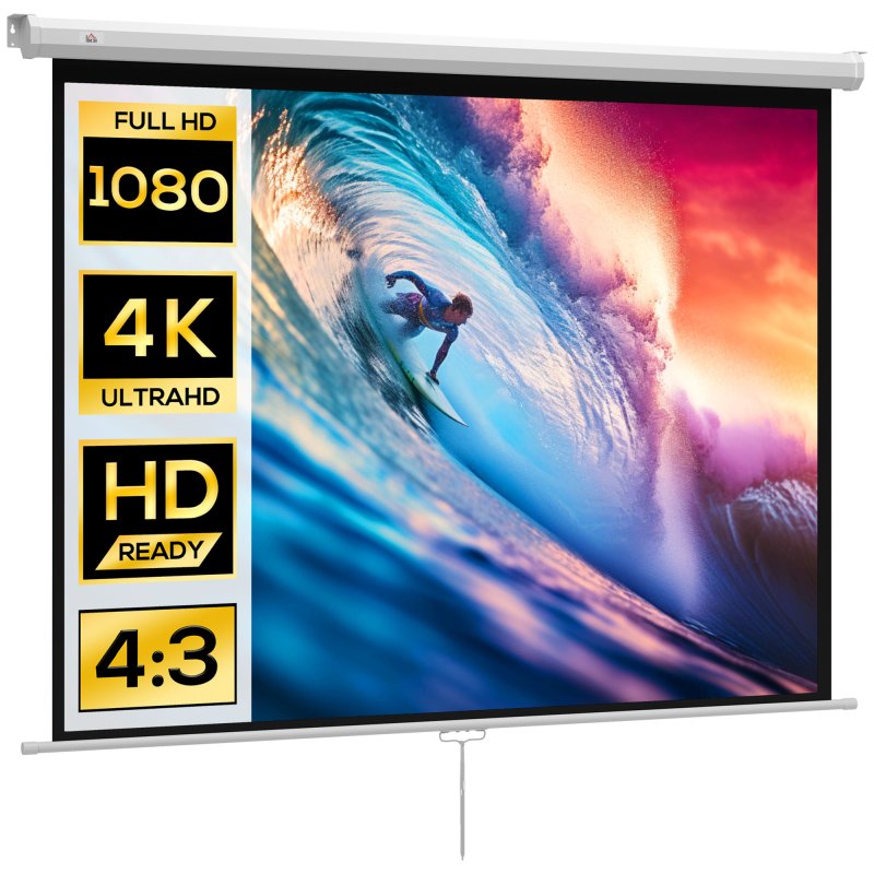 Detalle de HOMCOM Pantalla de Proyector 84" (4:3) 4K, montaje en pared o techo
