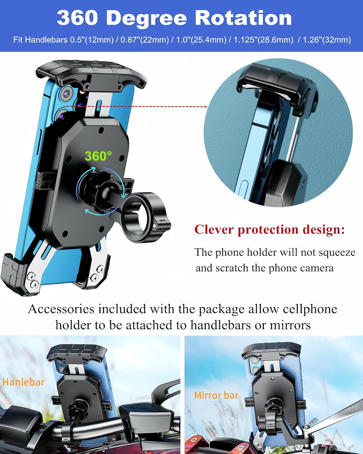 Detalle de BRCOVAN Handyhalterung Motorrad 360° für 4–7 Zoll